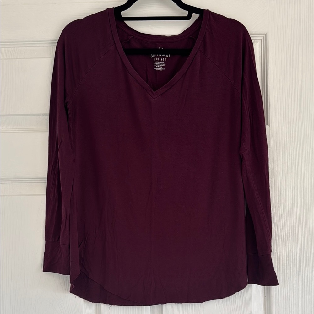 Women's Burgundy V-Neck Top